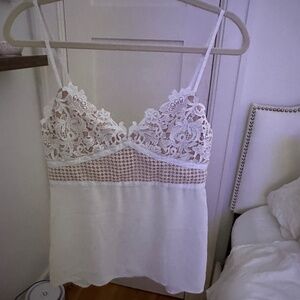 Theory Mixed Lace Top in White / Cream